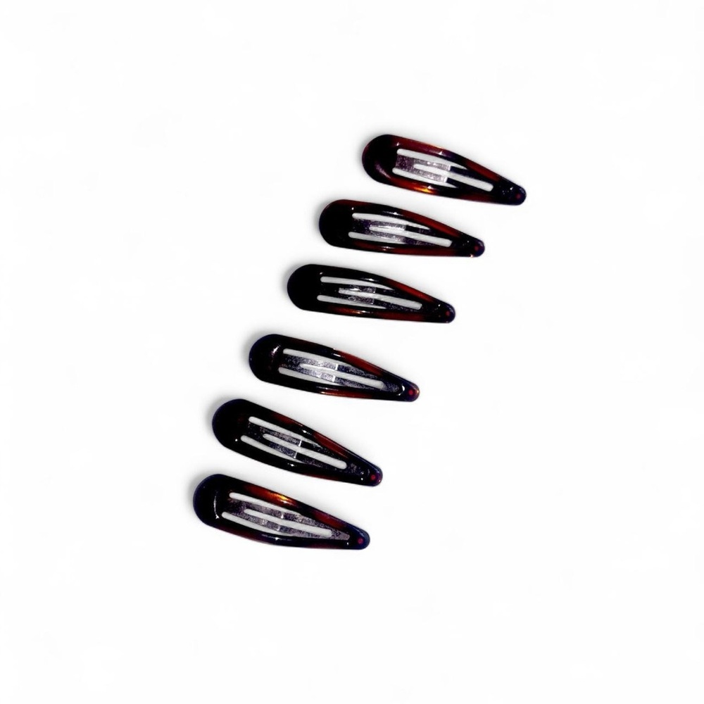 Set of 6 Tortoiseshell Brown & Black Hair Clips –